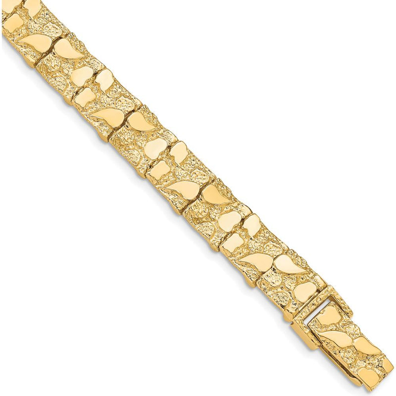 10K Yellow Gold 10.0mm Nugget Chain Bracelet - 7 Inch by Oro Pregiato ...