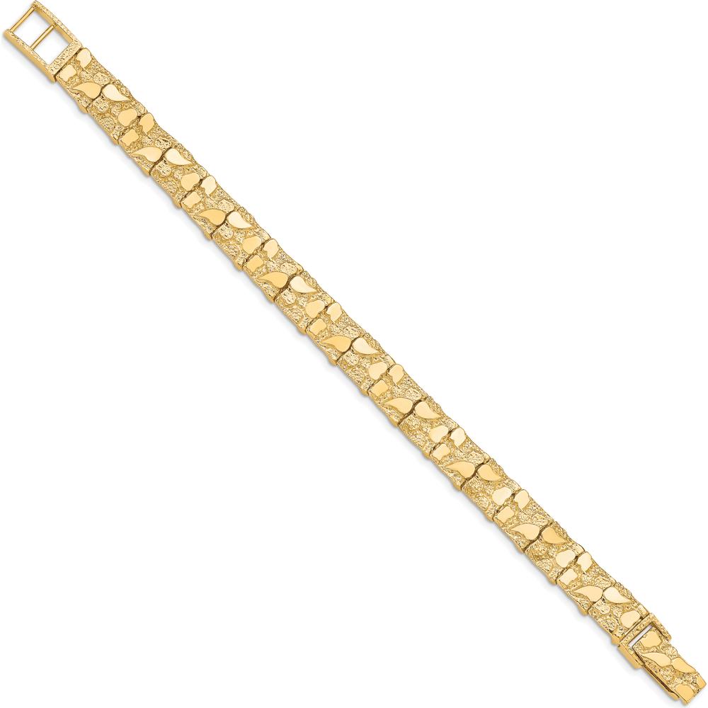 10K Yellow Gold 10.0mm Nugget Chain Bracelet - 7 Inch