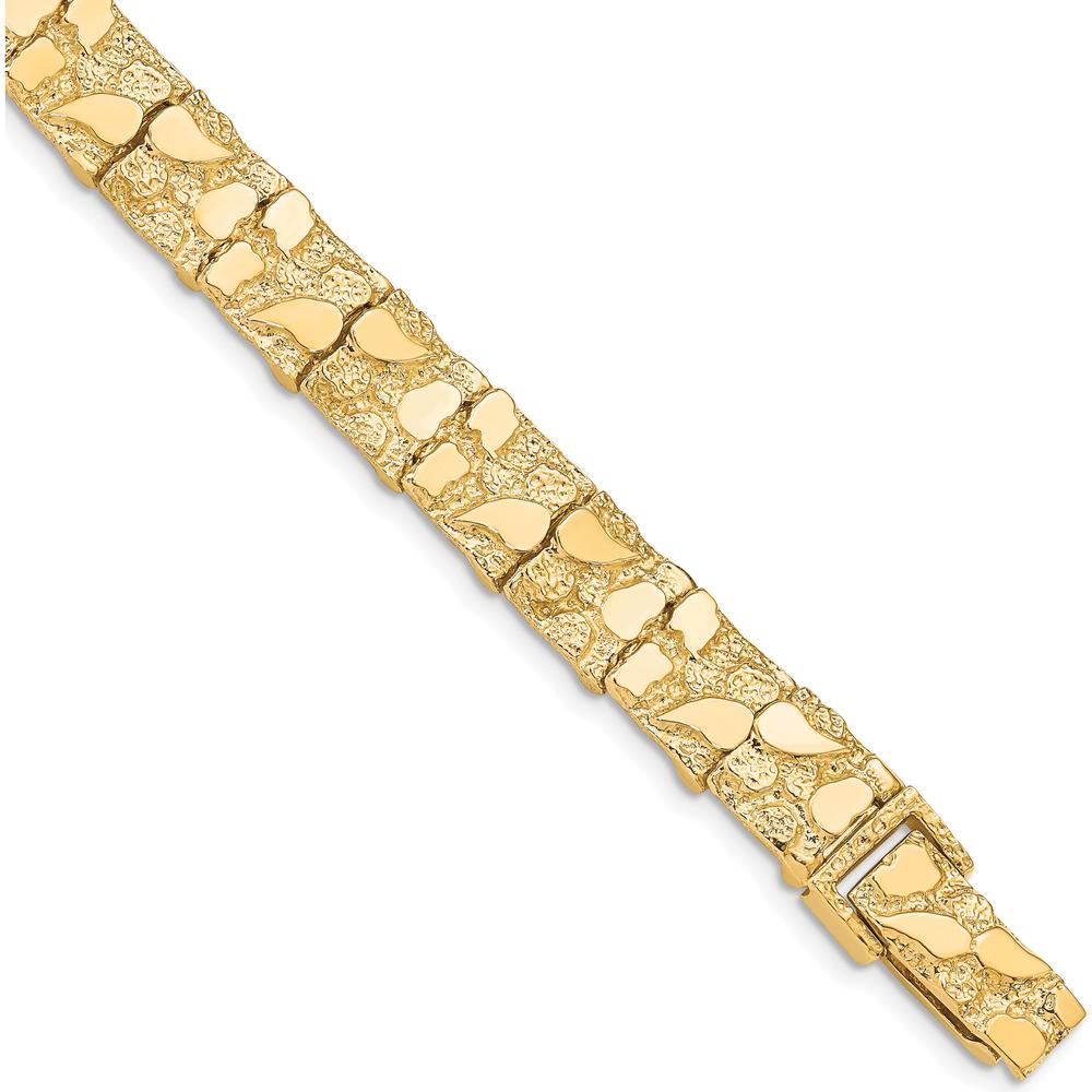 10K Yellow Gold 10.0mm Nugget Chain Bracelet - 8"