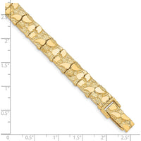 10K Yellow Gold 10.0mm Nugget Chain Bracelet - 8"