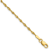 10K Yellow Gold 10" 1.8mm Diamond-Cut Rope Chain Anklet