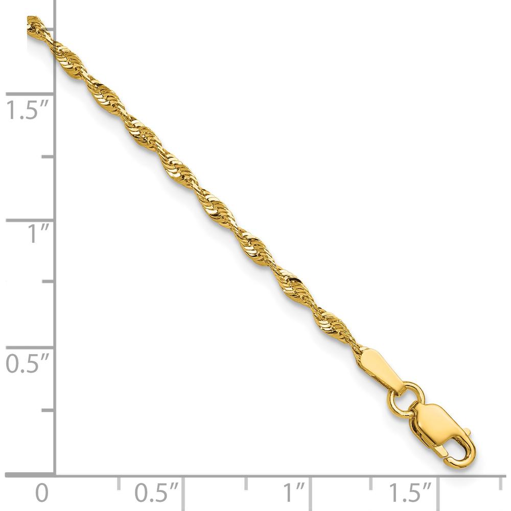 10K Yellow Gold 10" 1.8mm Diamond-Cut Rope Chain Anklet