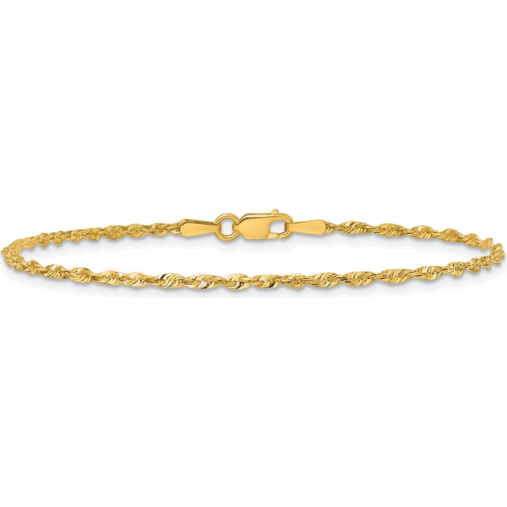 10K Yellow Gold 10" 1.8mm Diamond-Cut Rope Chain Anklet