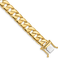 10K Yellow Gold 10.2mm Hand-Polished Fancy Link Bracelet - 8" Length