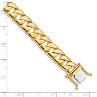 10K Yellow Gold 10.2mm Hand-Polished Fancy Link Bracelet - 8" Length