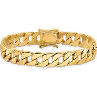 10K Yellow Gold 10.2mm Hand-Polished Fancy Link Bracelet - 8" Length