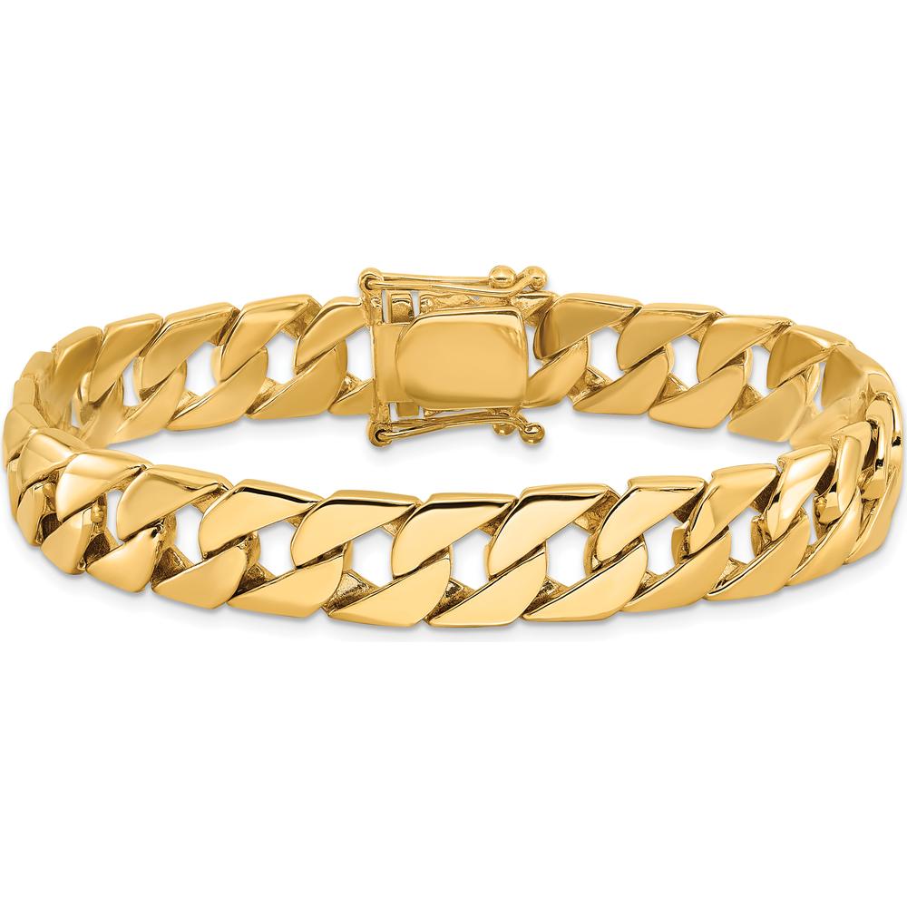 10K Yellow Gold 10.2mm Hand-Polished Fancy Link Bracelet - 8" Length