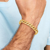 10K Yellow Gold 10.2mm Hand-Polished Fancy Link Bracelet - 8" Length