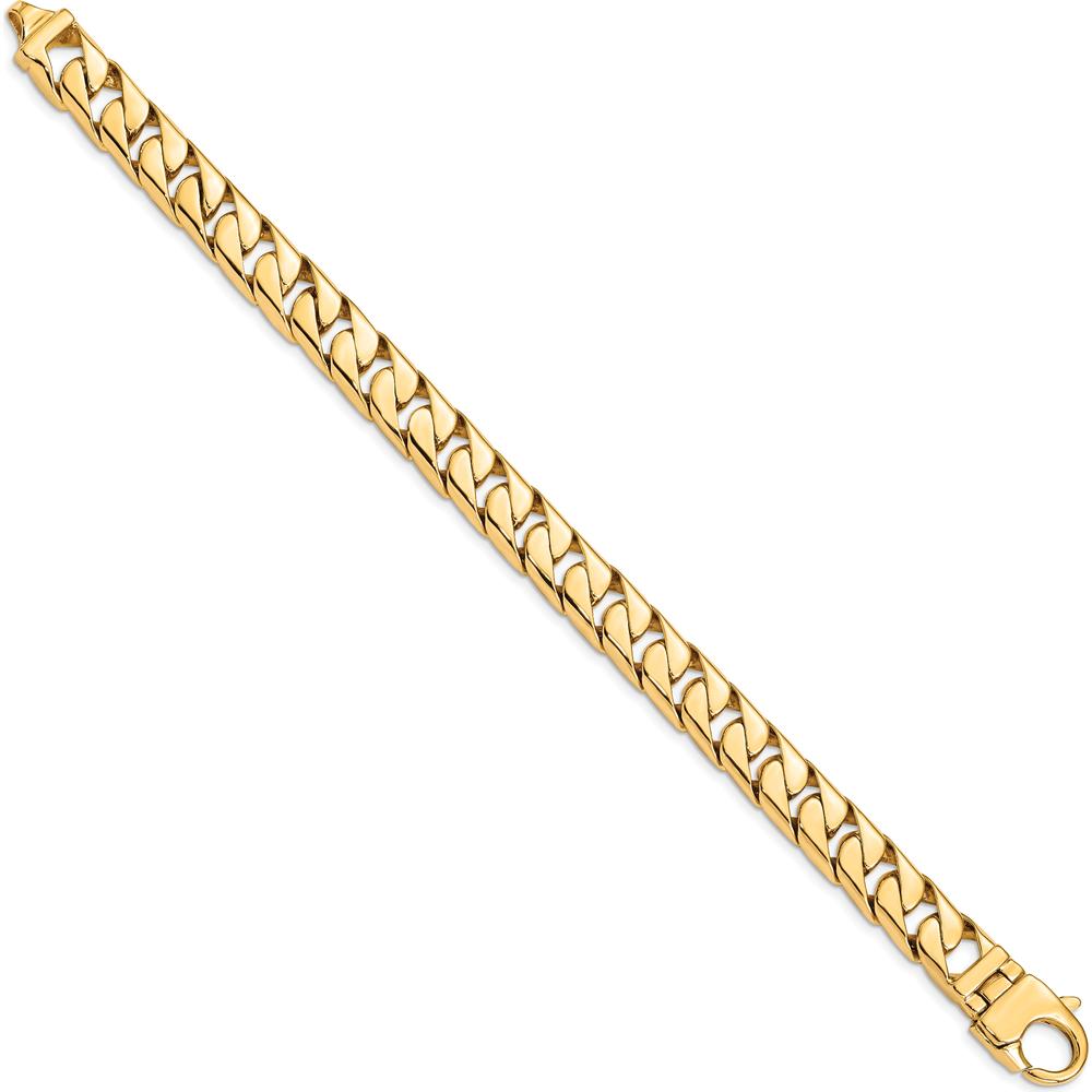 10K Yellow Gold 10.2mm Hand-Polished Long Link Half Round Curb Chain Bracelet - 9.25" Length