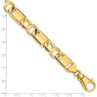 10K Yellow Gold 10.4mm Hand-Polished Fancy Link Bracelet - 8.5" Length