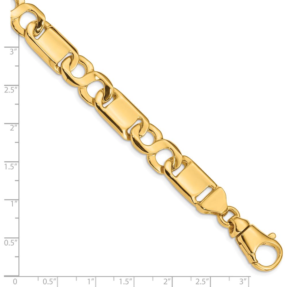 10K Yellow Gold 10.4mm Hand-Polished Fancy Link Bracelet - 8.5" Length