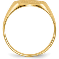10K Yellow Gold 10.5x11.0mm Closed Back Signet Ring with Brushed Satin Finish