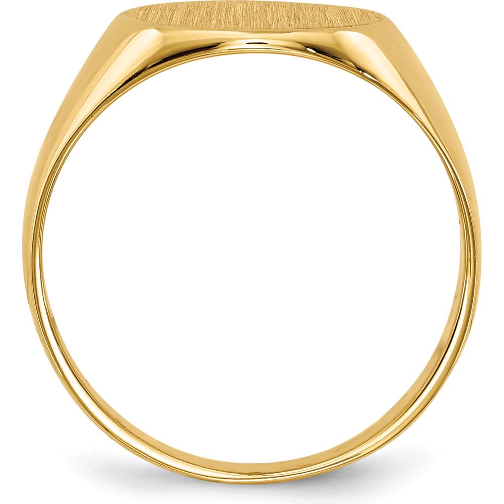 10K Yellow Gold 10.5x11.0mm Closed Back Signet Ring with Brushed Satin Finish