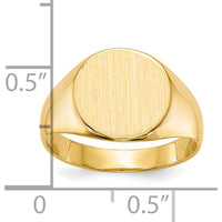 10K Yellow Gold 10.5x11.0mm Closed Back Signet Ring with Brushed Satin Finish