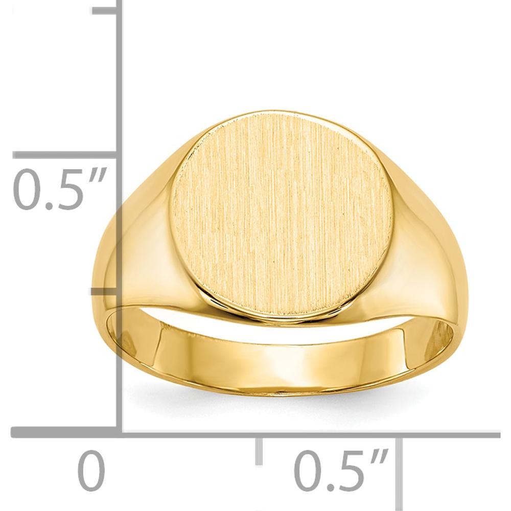 10K Yellow Gold 10.5x11.0mm Closed Back Signet Ring with Brushed Satin Finish
