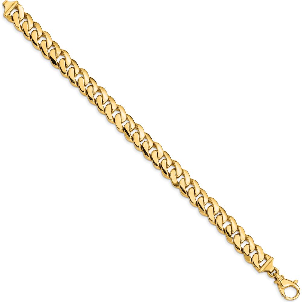 10K Yellow Gold 10.75mm Hand Polished Fancy Link Bracelet - 8.5"