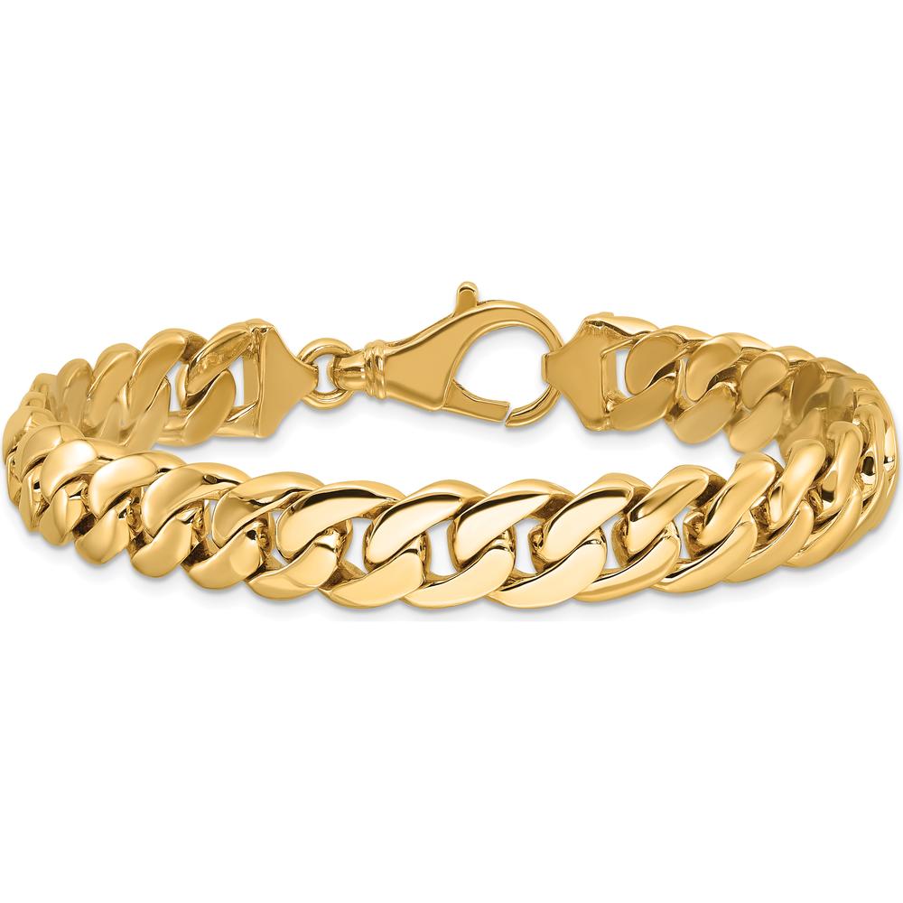 10K Yellow Gold 10.75mm Hand Polished Fancy Link Bracelet - 8.5"
