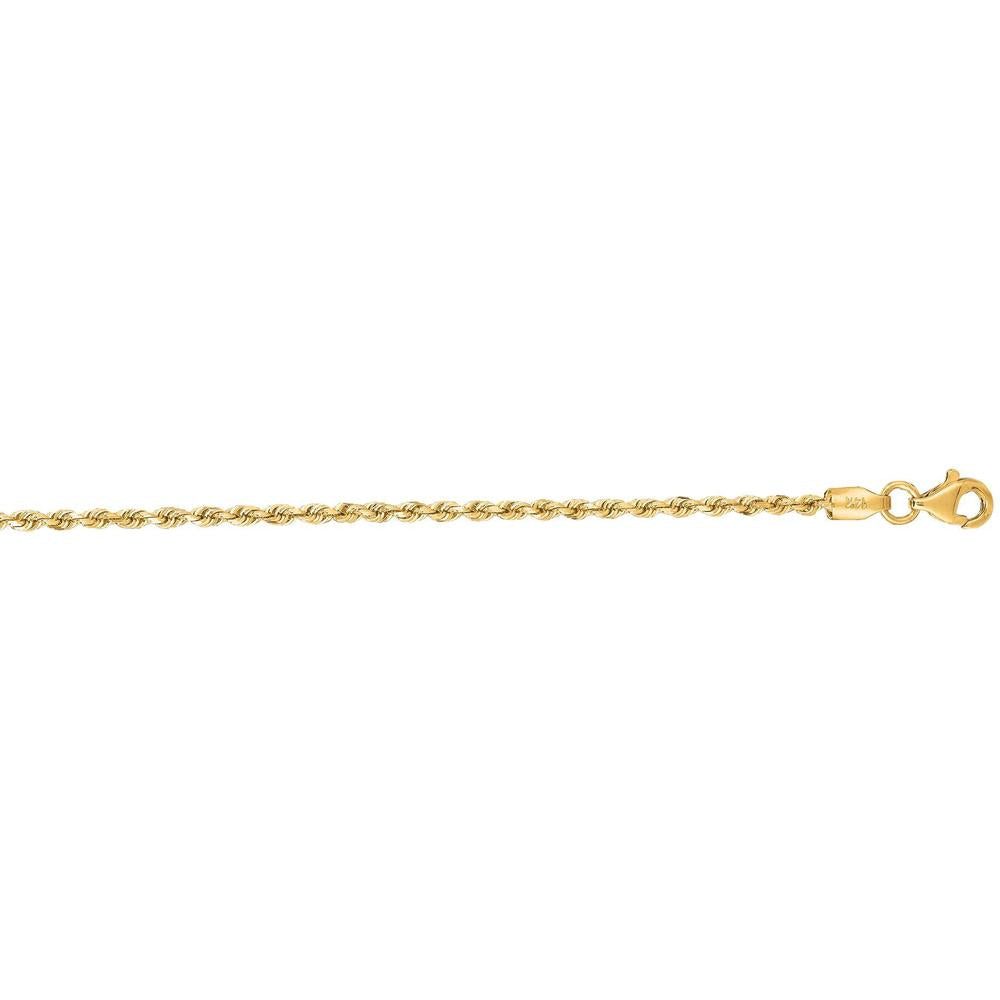 10K Yellow Gold 10" Diamond Cut Rope Chain Necklace - 1.8mm by Orozza Fine Jewelry