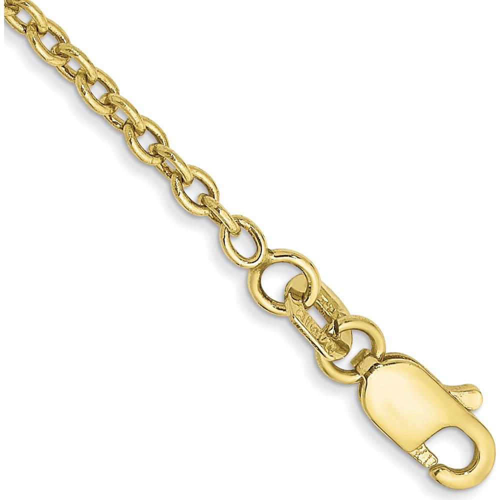 10K Yellow Gold 10" Forzantine Cable Chain Anklet with Polished Finish