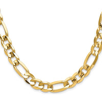 10K Yellow Gold 10mm Concave Open Figaro Chain Necklace - 22"