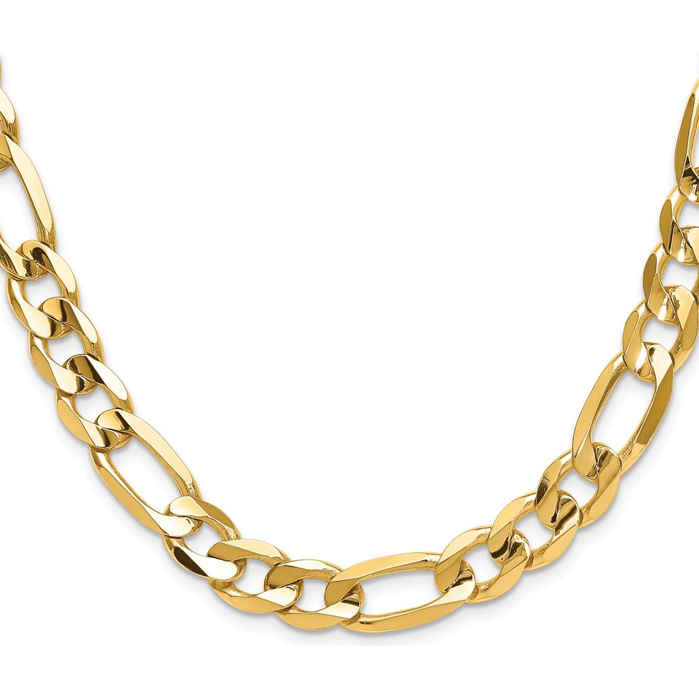 10K Yellow Gold 10mm Concave Open Figaro Chain Necklace - 22"