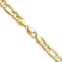 10K Yellow Gold 10mm Concave Open Figaro Chain Necklace - 22"