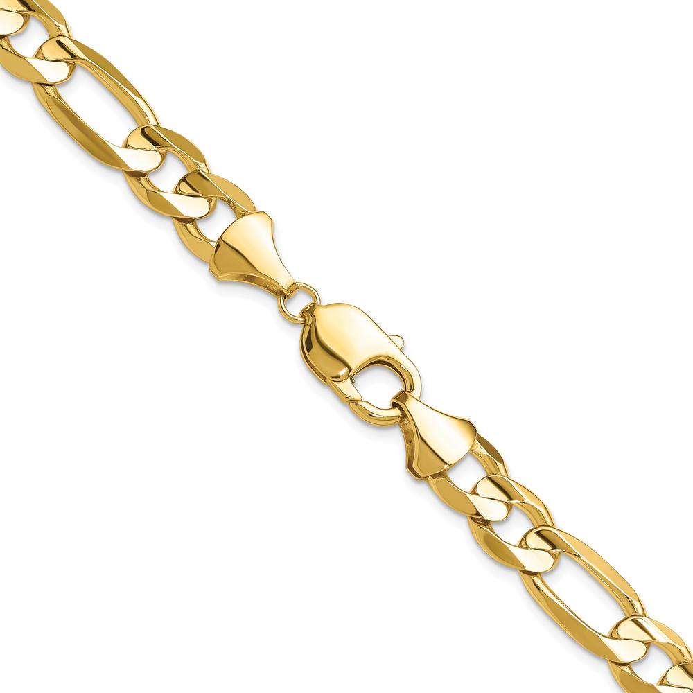 10K Yellow Gold 10mm Concave Open Figaro Chain Necklace - 22"