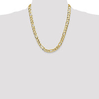 10K Yellow Gold 10mm Concave Open Figaro Chain Necklace - 22"