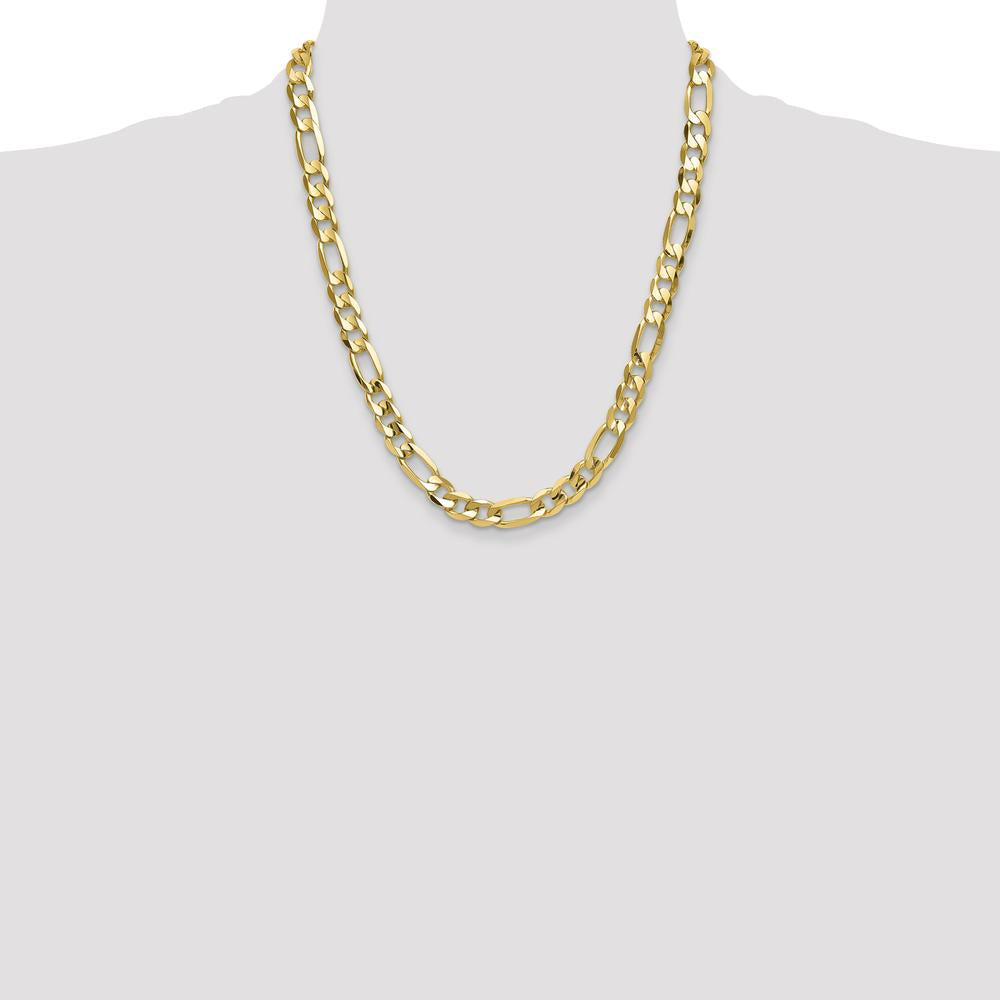 10K Yellow Gold 10mm Concave Open Figaro Chain Necklace - 22"