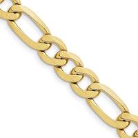 10K Yellow Gold 10mm Concave Open Figaro Chain Necklace - 26" Length