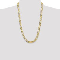 10K Yellow Gold 10mm Concave Open Figaro Chain Necklace - 26" Length