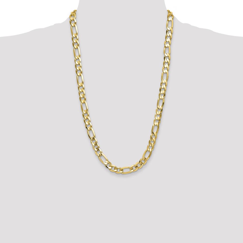 10K Yellow Gold 10mm Concave Open Figaro Chain Necklace - 26" Length