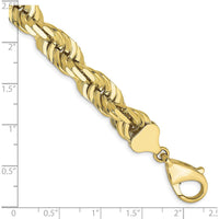 10K Yellow Gold 10mm Diamond-cut Rope Chain Bracelet - 9" Length