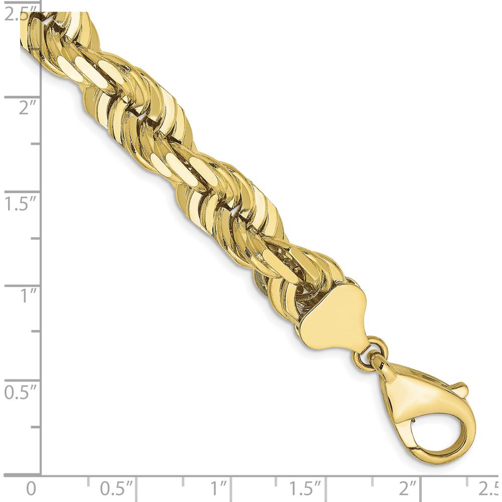 10K Yellow Gold 10mm Diamond-cut Rope Chain Bracelet - 9" Length