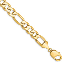 10K Yellow Gold 10mm Flat Figaro Chain Bracelet with Lobster Clasp - 9in Length