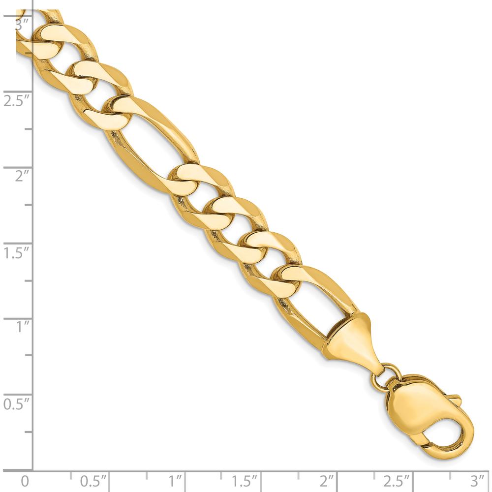 10K Yellow Gold 10mm Flat Figaro Chain Bracelet with Lobster Clasp - 9in Length