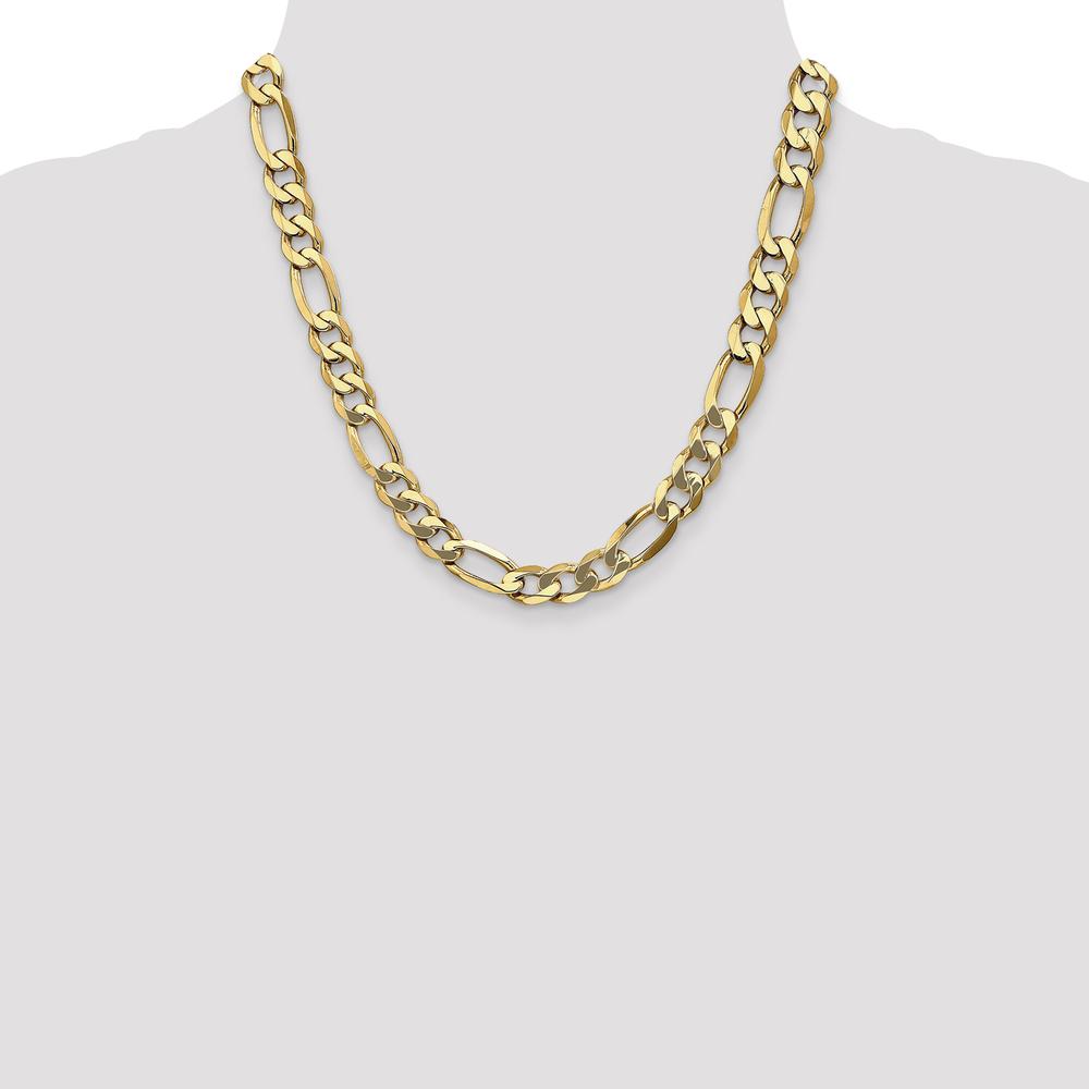 10K Yellow Gold 10mm Flat Figaro Chain Necklace - 20"