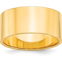 10K Yellow Gold 10mm Flat Wedding Band - Lightweight, Size 8