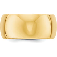 10K Yellow Gold 10mm Half Round Wedding Band - Size 9