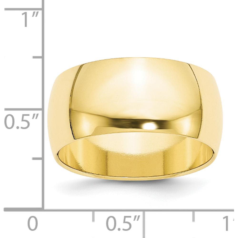 10K Yellow Gold 10mm Half Round Wedding Band - Size 9