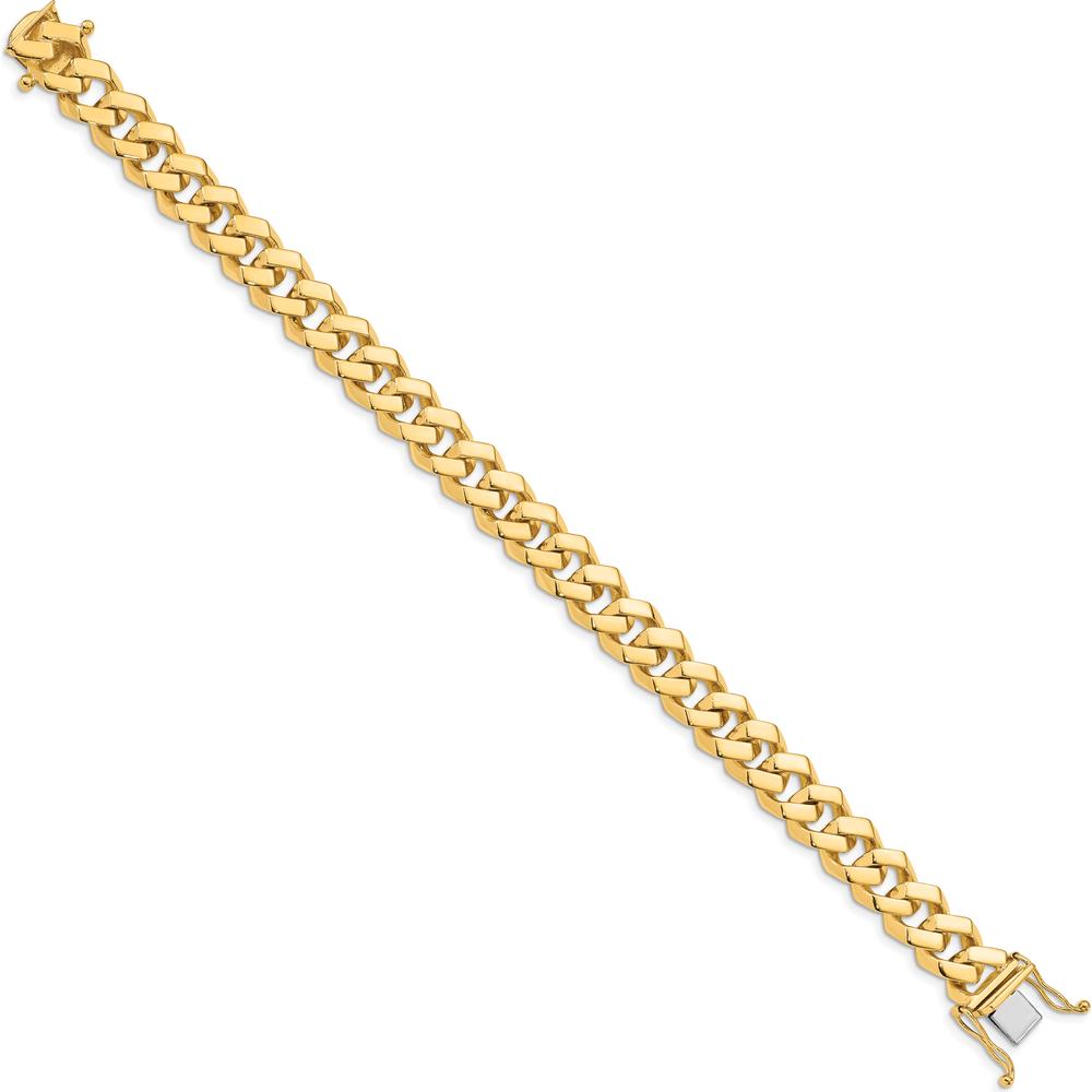 10K Yellow Gold 10mm Hand-Polished Fancy Link Bracelet with Box Catch Clasp