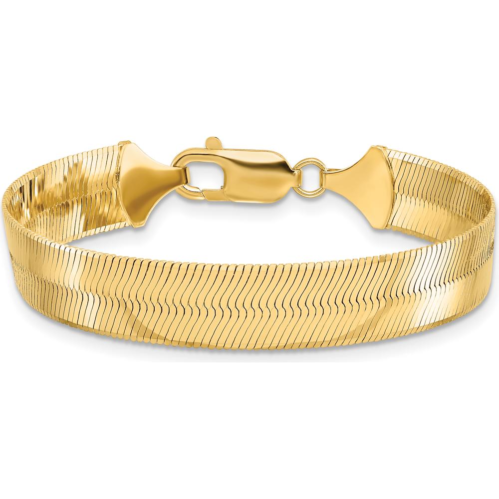 10K Yellow Gold 10mm Herringbone Chain Bracelet with Lobster Clasp