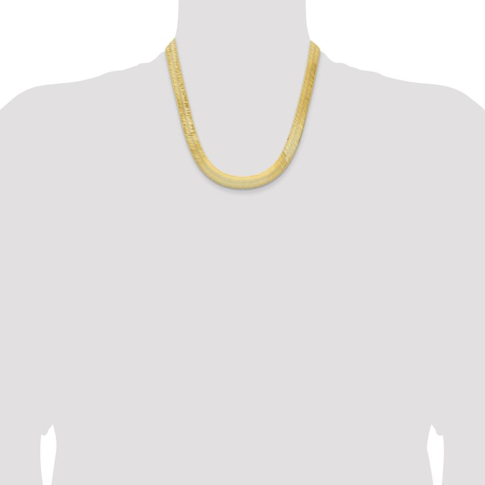 10K Yellow Gold 10mm Herringbone Chain Necklace - 20"