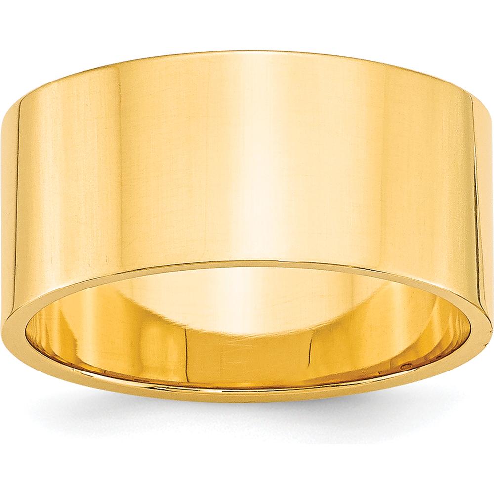 10K Yellow Gold 10mm Lightweight Flat Wedding Band - Size 11