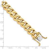 10K Yellow Gold 11mm Curb Chain Link Bracelet - 8" Length