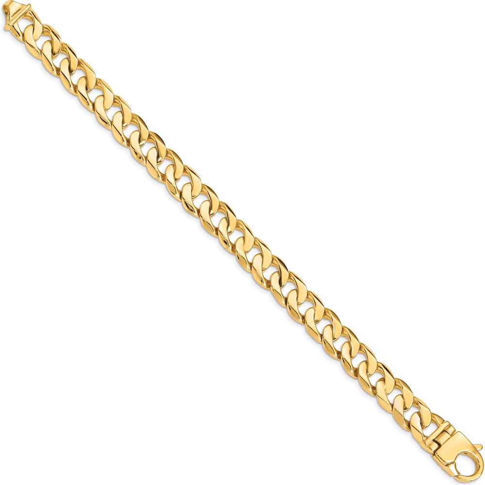 10K Yellow Gold 11mm Polished Curb Link Bracelet with Fancy Lobster Clasp - 9"