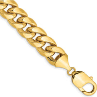 10K Yellow Gold 11mm Semi-Solid Miami Cuban Chain Bracelet - 8" Length