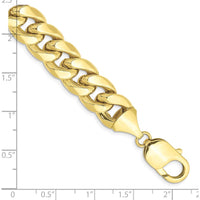 10K Yellow Gold 11mm Semi-Solid Miami Cuban Chain Bracelet - 8" Length