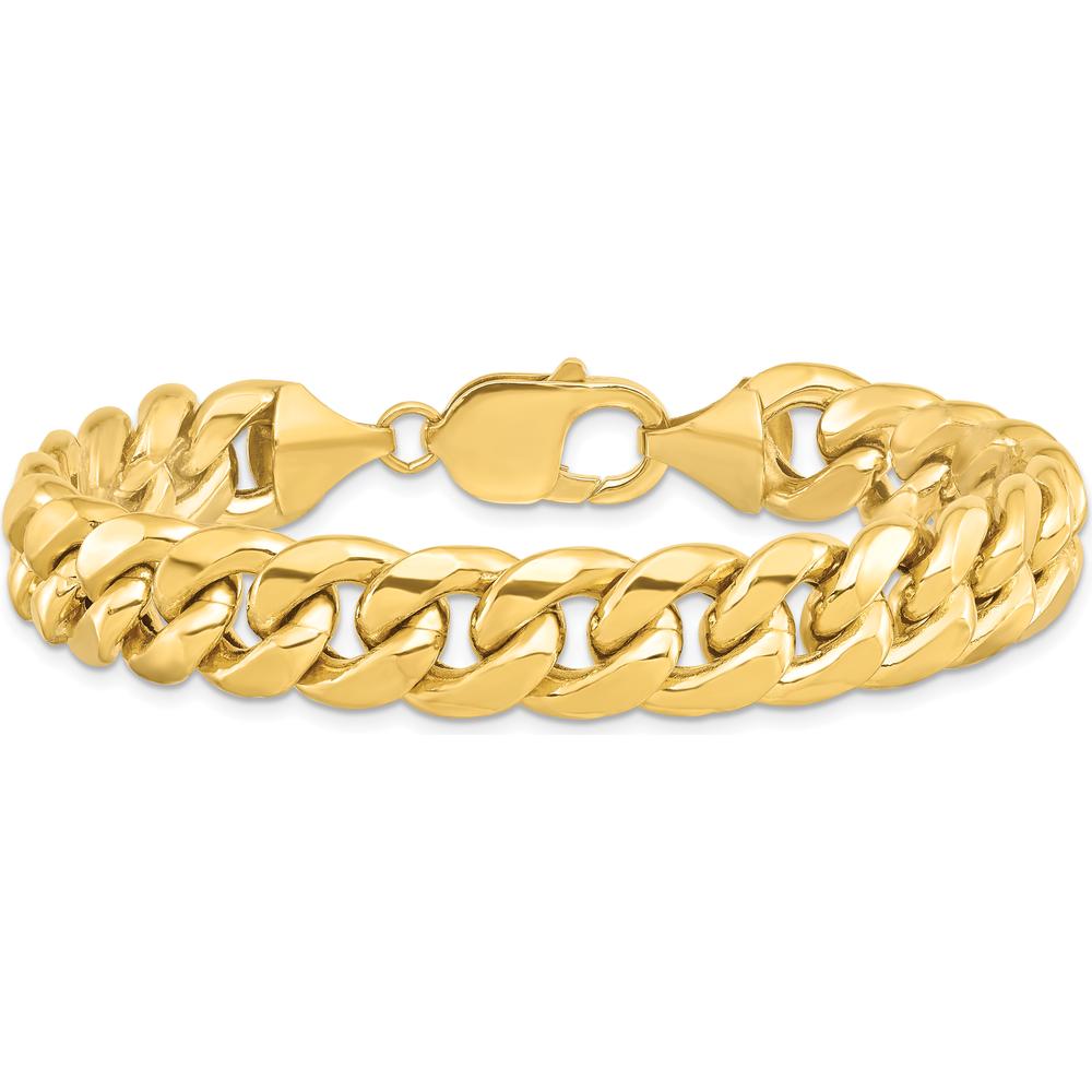 10K Yellow Gold 11mm Semi-Solid Miami Cuban Chain Bracelet - 8" Length