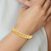 10K Yellow Gold 11mm Semi-Solid Miami Cuban Chain Bracelet - 8" Length